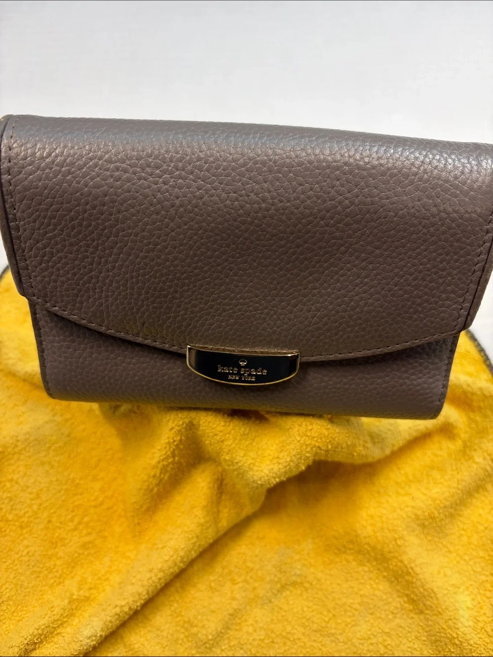 Kate Spade Gray Leather Wallet - Foldover Card Organizer